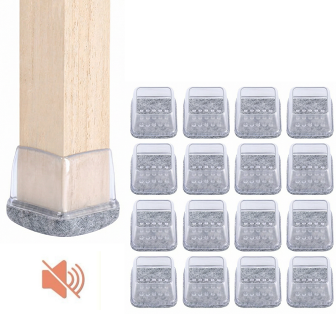 르코이 층간 소음 미끄럼 방지 식탁 의자 발커버 세트 정사각형 16개 그레이