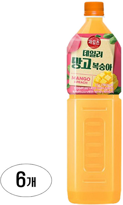 해태htb 과일촌 데일리 망고복숭아 주스, 6개, 1.5L