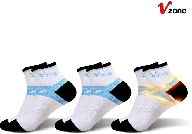벗겨지지 않는 브이존 기능성 양말 더햄 러닝 테니스 골프 마라톤 스포츠용, 1개, 하늘