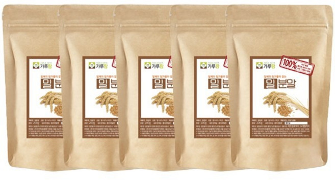 가루랑 100% 국산 밀분말(생) 선식 200g 5개 묶음