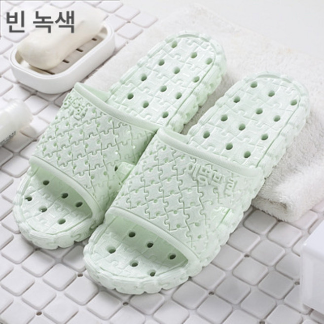 일본식 샌들 여름 커플 패션 홈웨어 실내 욕실 슬리퍼 미끄럼 방지 가정용 샌들, M624 녹색 (여성), 1개