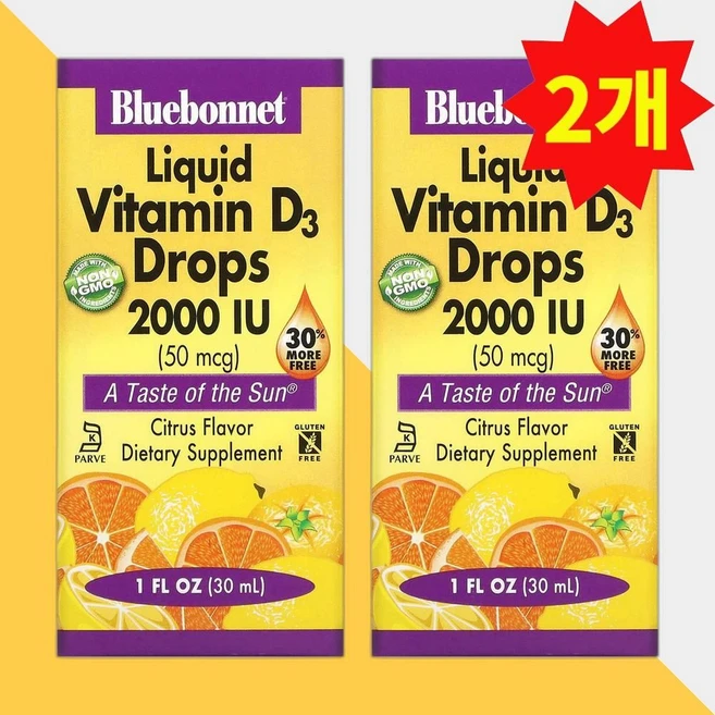 블루보넷 뉴트리션 액상 비타민D3 2 000IU 시트러스 맛 30+30ml, 2개, 30ml - 쿠팡