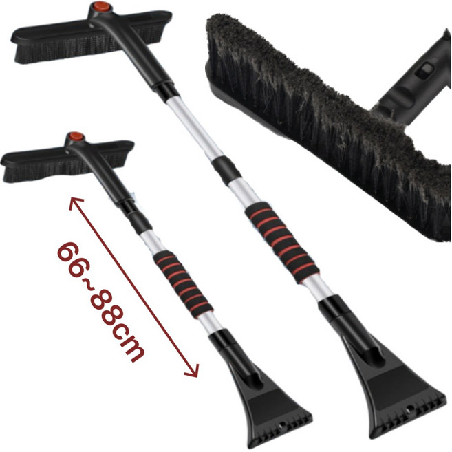 스노우비 길이 조절 자동차 성에 제거 헤라 스크래퍼 차량용 눈 빗자루 브러쉬, 1개