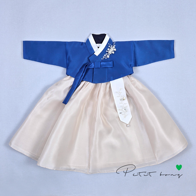 여아 설아 파랑저고리 크림베이지 치마(백일-15호) / 유아 주니어 초등 공주 한복