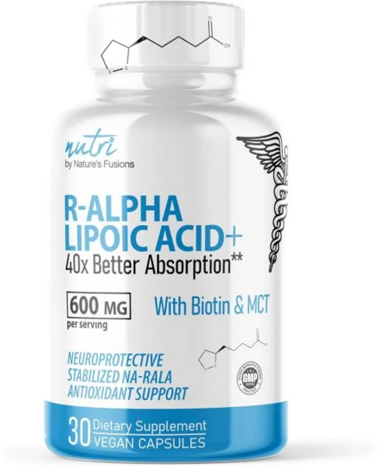 Nature's Fusions Nutri R Alpha Lipoic Acid 600mg Capsules - Stabilized with Biotin - Active Form R, 30 Count (Pack of 1), 1개 - 쿠팡