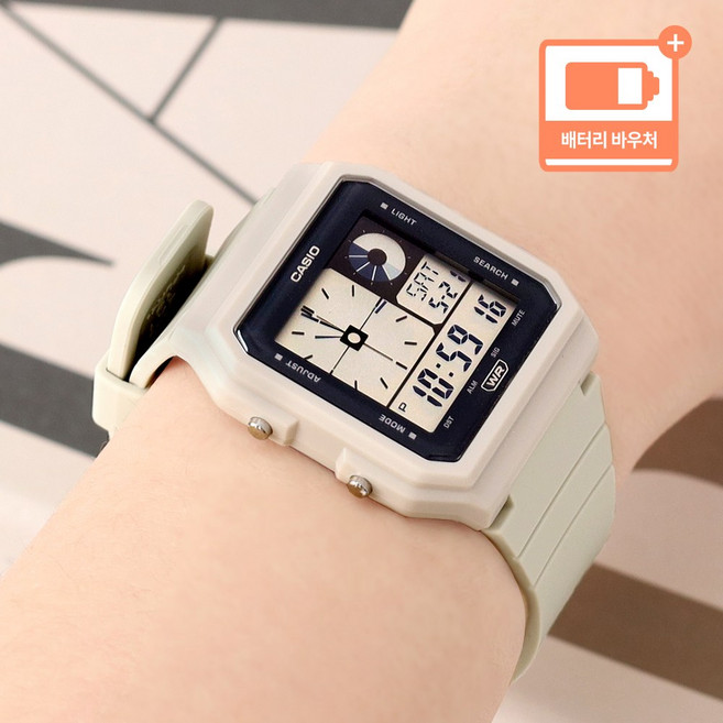 카시오 캐쥬얼 우레탄 공용 디지털 시계 + 배터리 바우처