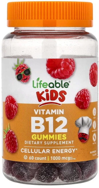 라이프에이블 키즈 비타민B12 구미젤리 천연 라즈베리 500mg 60 구미젤리, 60정, 1개 - 쿠팡