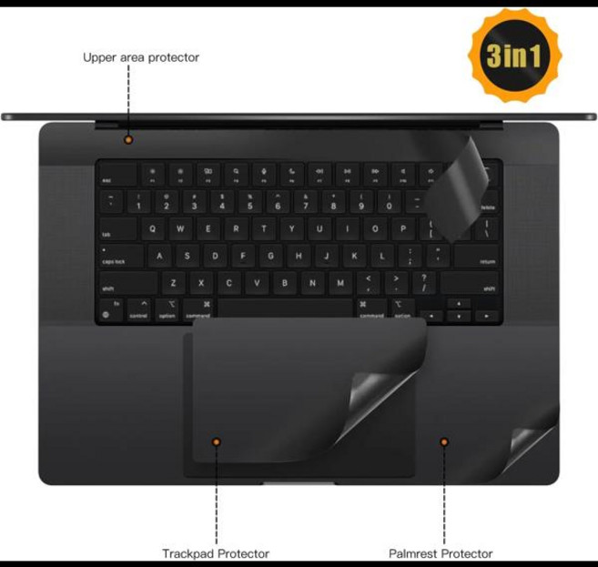 맥북 2023 Pro16 M4 M3 M2 A2991 Pro 16 A2485 A2780 스티커 보호 필름 팜 가드 레스트 커버 트랙패드 바디 스킨 보호, [02] 2024 Pro 16 A3186 M4, [10] stick space black, 1개