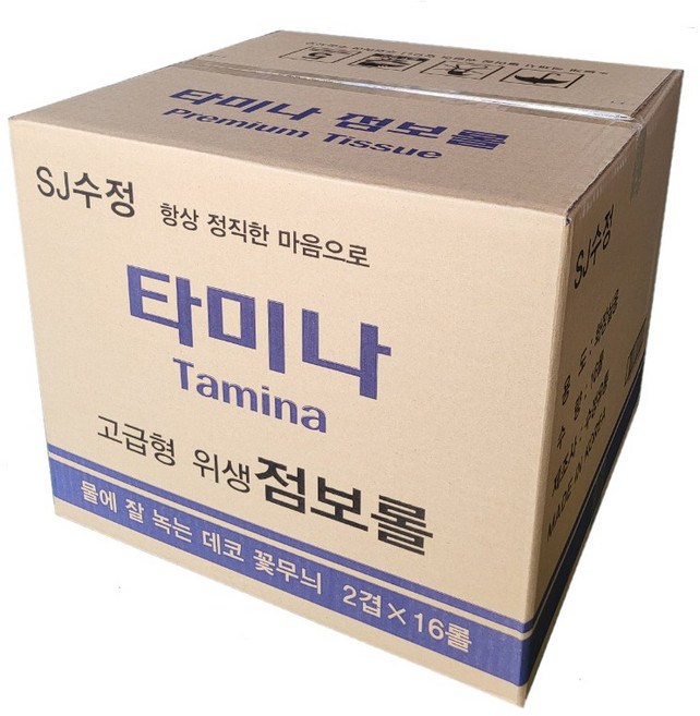 타미나 꽃무늬 엠보싱 점보롤 화장지, 16롤, 1개