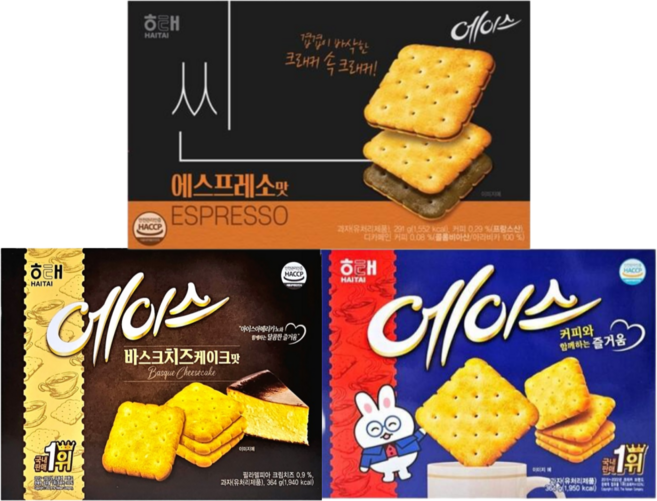<꾼들>(3종세트) 에이스 씬 에스프레소맛291g+에이스364g+바스크치즈케이크맛364g 어린이집 학교 돌봄교실 유치원 사무실 탕비실 대용량 + 보리건빵, 1개, 1.019kg