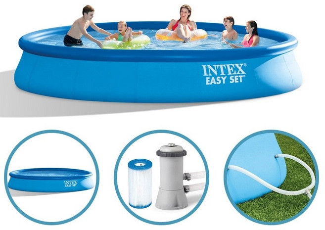 더바른유통 야외 수영장 야외 풀장 457cm 인텍스 풀장 이동식 수영장 어린이 풀장 이지셋 에어풀 세트, 1세트, 1개