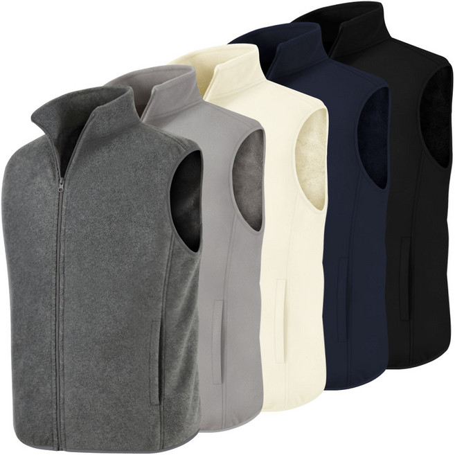 S-4XL 남녀공용 양털 후리스 조끼 남성 여성 집업조끼 폴라폴리스 겨울 기모조끼 빅사이즈