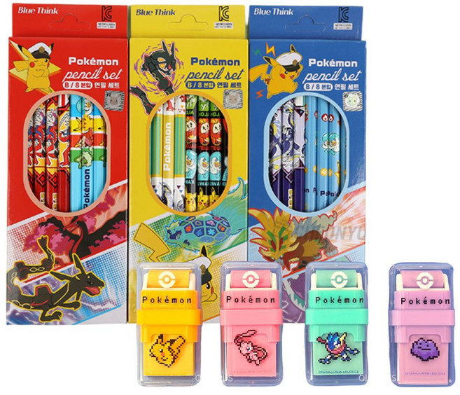 포켓몬스터 연필 8본 3개 (총 24자루) + 포켓몬 롤러 지우개 4개, 1개