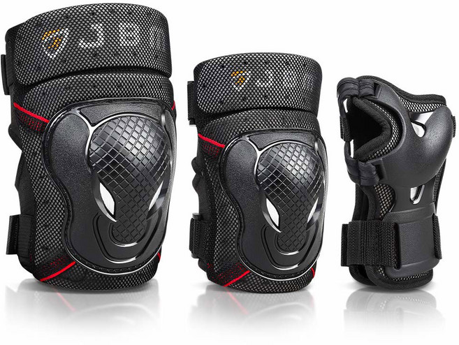 자전거 라이딩 사이클링 및 멀티 스포츠 안전 스쿠터 스케이트보드 자전거를 위한 손목 보호 장비가 장착된 JBM 청소년 자전거 무릎 패드 팔꿈치, 1개