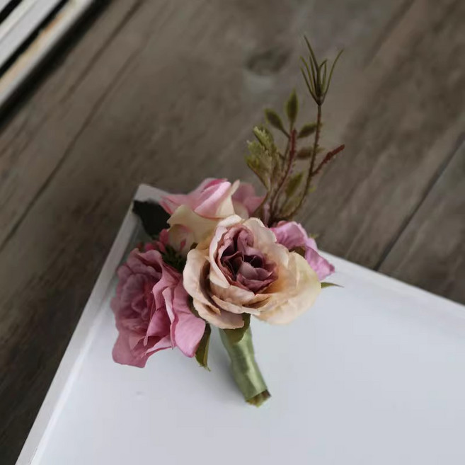 봄부쿠 조화 코사지 남자 양복 부토니에 꽃사지 503, 1개, 퍼플