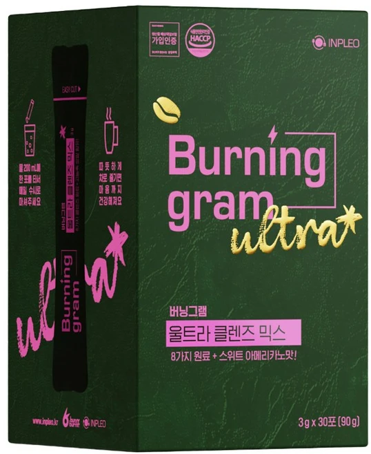 버닝그램 울트라 클렌즈믹스 30포 아메리카노맛 혈당 에너 체지방감소, 90g - 쿠팡