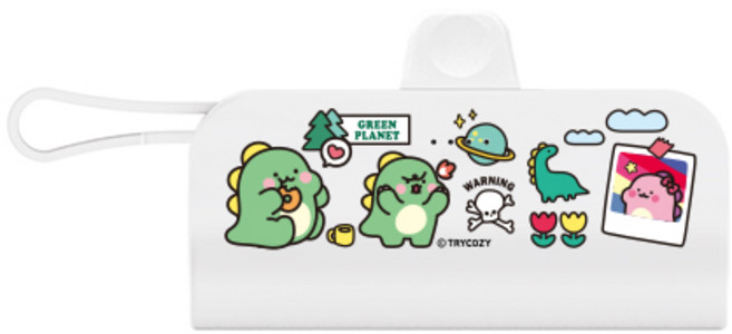 트라이코지 디자인 도킹형 미니 거치가능 보조배터리 5000mAh, 리틀티노패치_그린, C타입