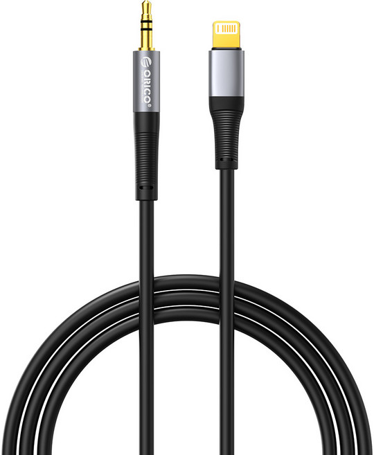 오리코 애플 8핀 Lightning to 3.5mm AUX 오디오 케이블 AXL, 블랙, 0.2m, 1개