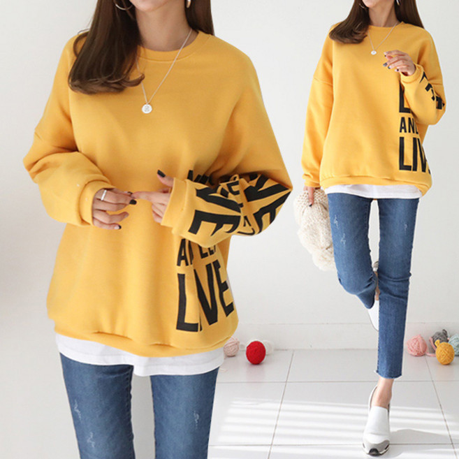 여성용 빅사이즈 오버핏 롱티 라운드 긴팔 데일리룩 맨투맨 루즈핏 체형커버 박스티