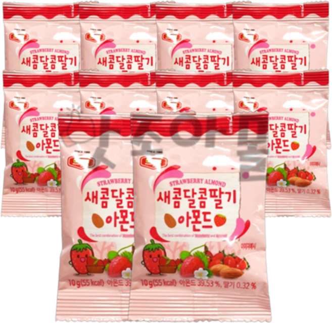 머거본 미니새콤달콤 딸기 아몬드 10 x 20개 세트, 1세트