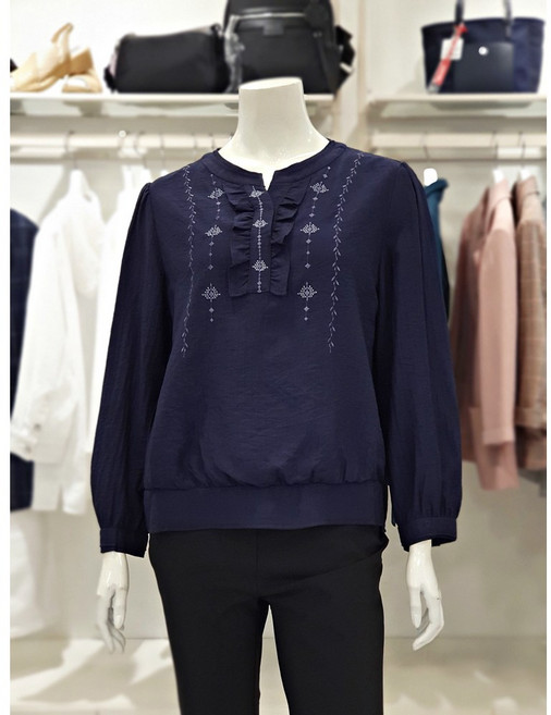 크로커다일레이디 에스닉 자수 블루종 블라우스 CLDFBL109