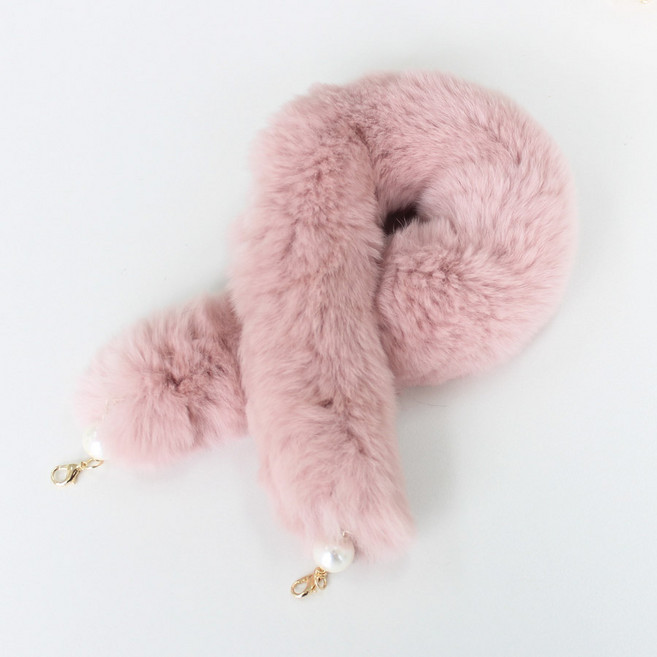 리얼 토끼털 밍크 퍼 진주 안경줄 쁘띠 미니 목도리