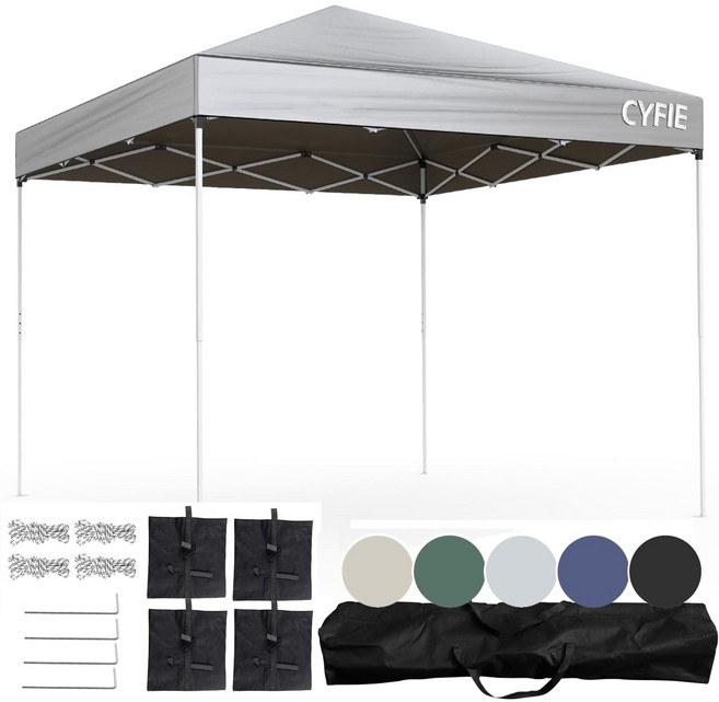 대형 캐노피 천막 텐트 방수 접이식 차양막 야외 정원 행사용, 그레이