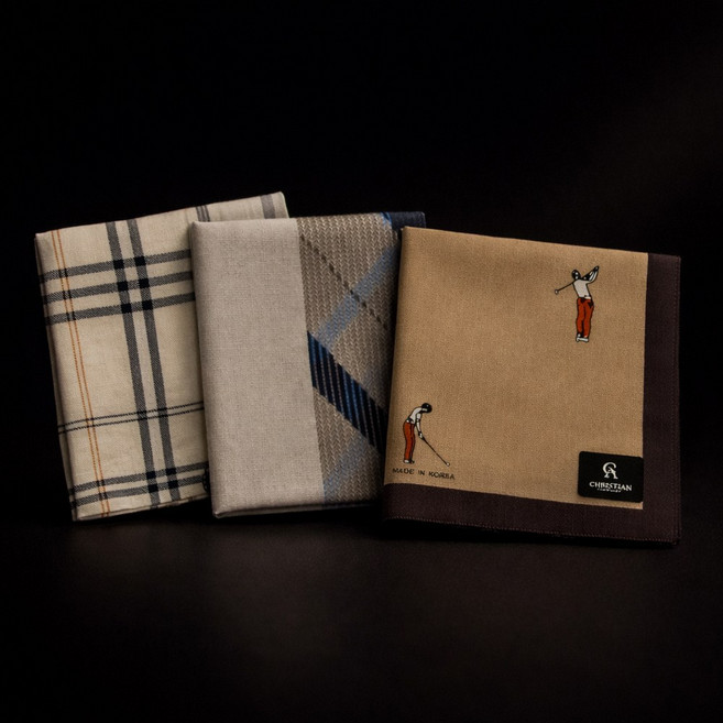 [국내산 100% 순면] 고급 남자손수건 선물 포장 어버이날