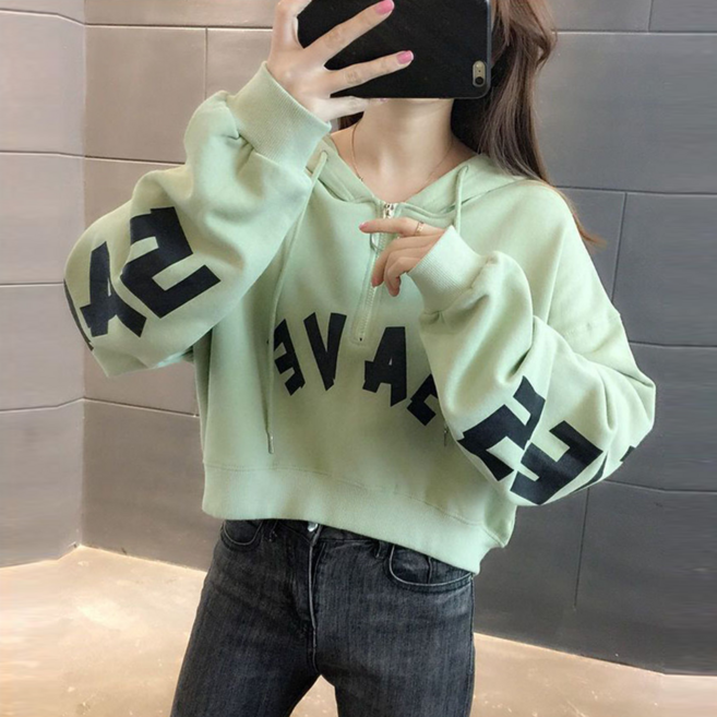 TKX 여성용 루즈핏 레터링 크롭 맨투맨 빅사이즈 이너 사계절 프리미엄 봄