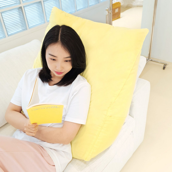 디알엠 삼각 등받이 쿠션 침대 의자 쇼파 소형 중형 대형 등쿠션, 레몬