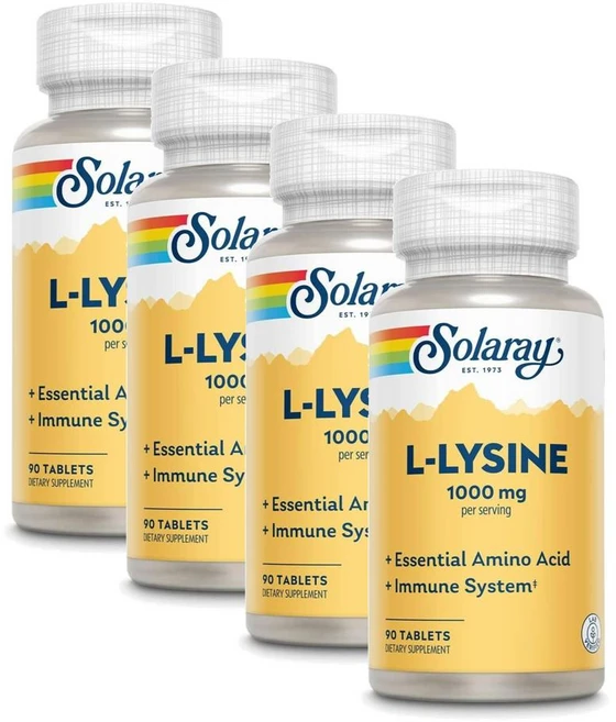 솔라레이 L 라이신 1000mg 아미노산 SOLARAY L Lysine, 90정, 4개 - 쿠팡