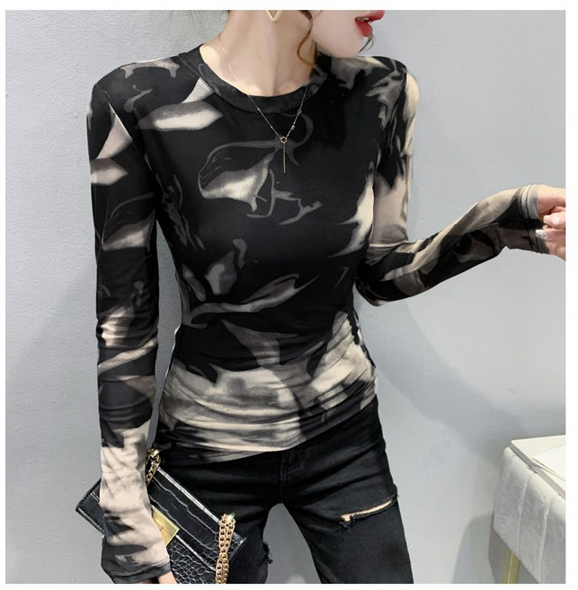 미미투 BT1662 여성 블랙스판쫄티 타이트핏 롱슬리브