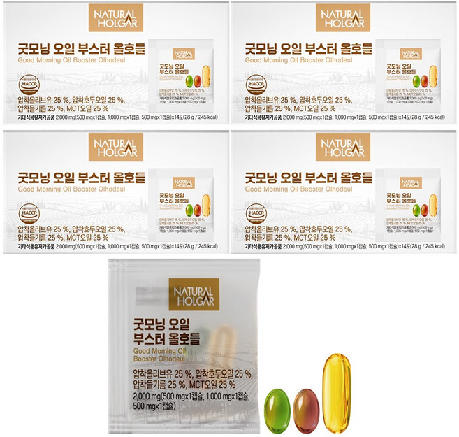 굿모닝 오일 부스터 올호들 올리브오일 호두오일 들기름 MCT 캡슐, 4개, 14회분