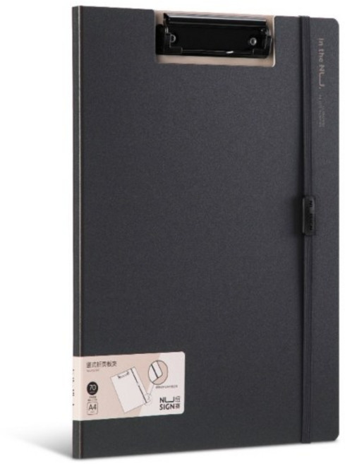 델리 누사인 고정 스트랩 클립보드 A4, 흑색, 2개