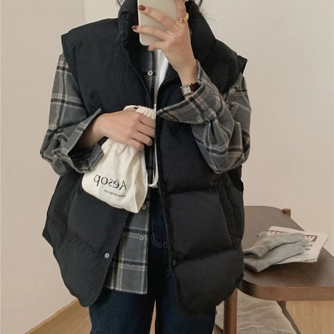 KDNC 여성 경량 패딩 숏패딩 조끼 겨울패딩 이월상품 후드조끼 베이직