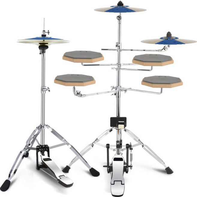 가정용 드럼 연습용 드럼패드 미니 세트 입문자 교회 오렌지 고급, 1개, 회색 드럼5+심벌1+스틱