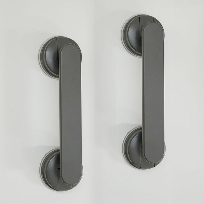 가치 무타공 흡착식 다용도 안전손잡이, 2개, 그레이