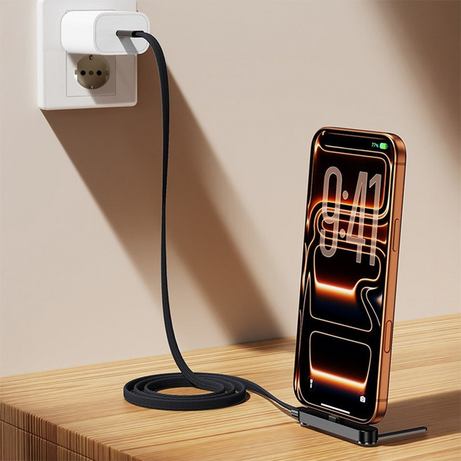 데이앤 240W PD C타입 초고속 충전 데이터 거치대 케이블, 1개, 블랙, 150cm