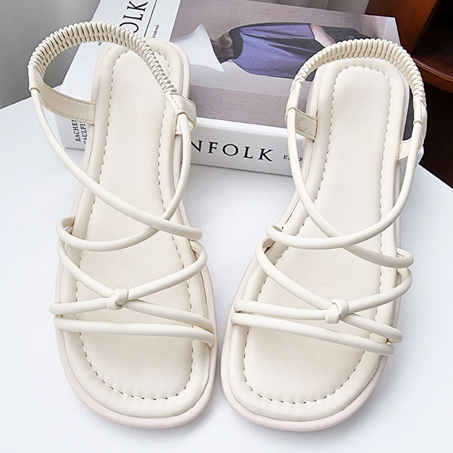 발편한 여성 청키굽 꼬임 밴딩 스트랩 여름 샌들 2cm
