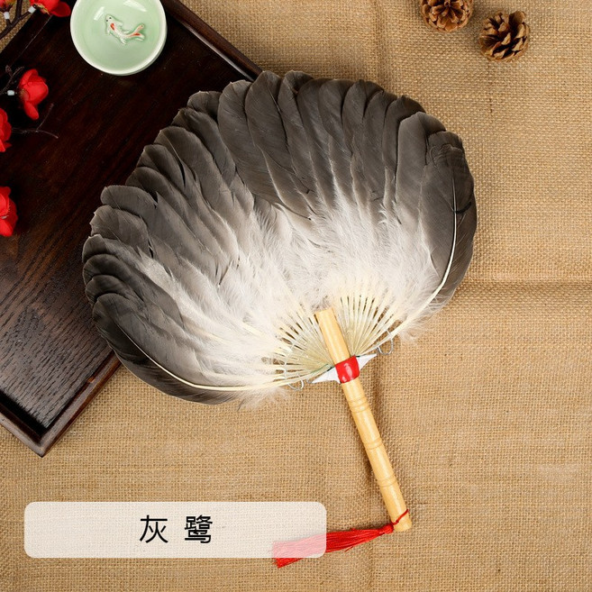 羽毛扇夏季夏天老式芭蕉手工蒲扇鵝毛扇子諸葛亮中國風寶寶舞蹈扇, 1個, 灰鷺:如图
