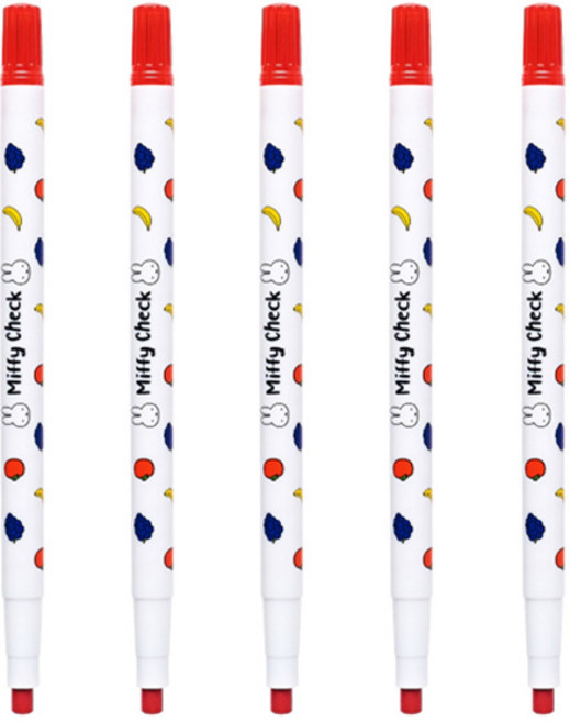 동아 미피체크 색연필/채점/체크/언더라인용, 빨강(5자루)