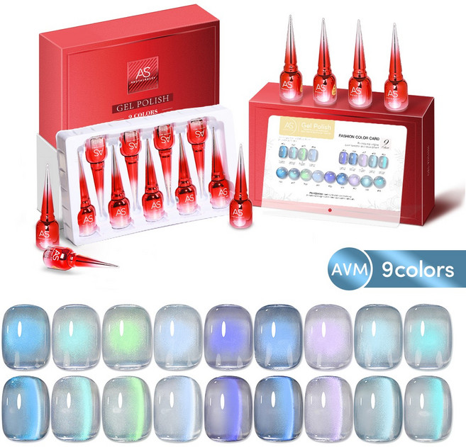 AS젤 푸른눈물 9종 자석젤네일 세트 15ml, 1세트, AVM 9종