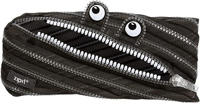 ZIPIT Monster 남아용 필통 최대 30개의 펜 수납 가능 세탁기 사용 가능 긴 지퍼 1개로 제작(블랙 메시)