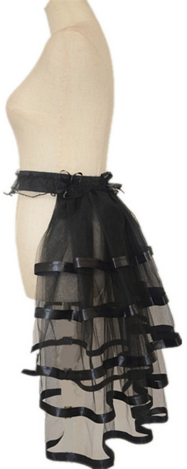 여자의 Tulle Bustle 치마 계층화 된 투투 스커트 Steampunk 빅토리아 넥타이 언더 스커트 할로윈 코스프레 의상 액세서리