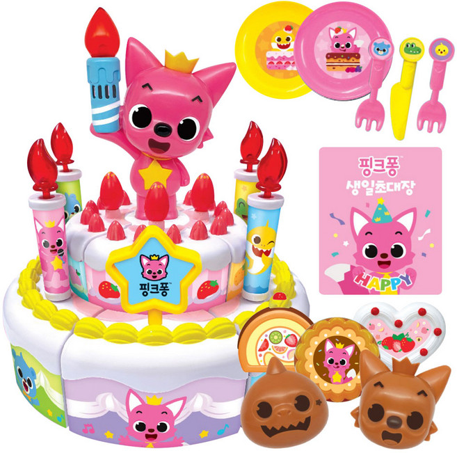 [주영] 핑크퐁 멜로디 생일케이크, 단일옵션, 1개