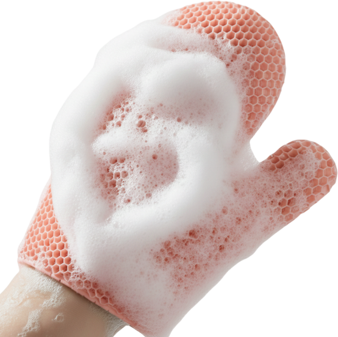 MEWPOP 벌집 샤워글러브 TPU 바디케어 스크럽 목욕타올 샤워장갑, 1개, 1개입, 샌드핑크