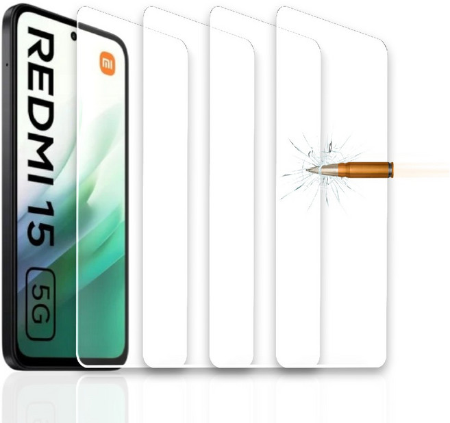 샤오미 레드미 15 5G 액정 강화유리 방탄필름, 4개