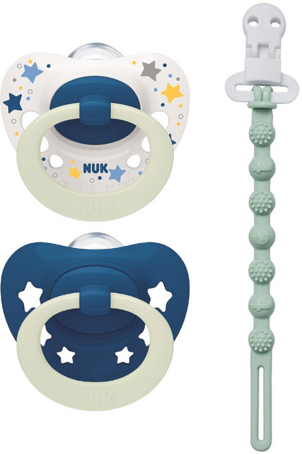 누크 시그니처 야광 쪽쪽이 X 토트랩 쪽쪽이 홀더 SET, 1세트, 스페이스블루+오팔블루, S1 (0~6개월)