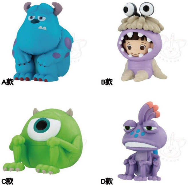 BANDAI 轉蛋 扭蛋 等待中怪獸電力公司 毛怪 大眼仔 阿布 藍道 公仔 全4款, 1個, 整套2A050