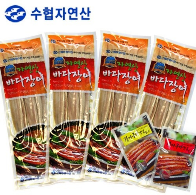[근해통발수협] 프리미엄 자연산 바다장어 260g(5미) x 4팩 / 소스(매운맛4 순한맛4), 4개
